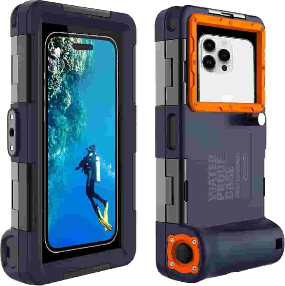 Capa profissional à prova d'água para mergulho com snorkel, capa protetora subaquática de 15 m/50 pés para iPhone 17/16/15/14/13/12Pro Max/XR/XS/X Samsung Galaxy S25/24/23/22 Ultra/Plus
