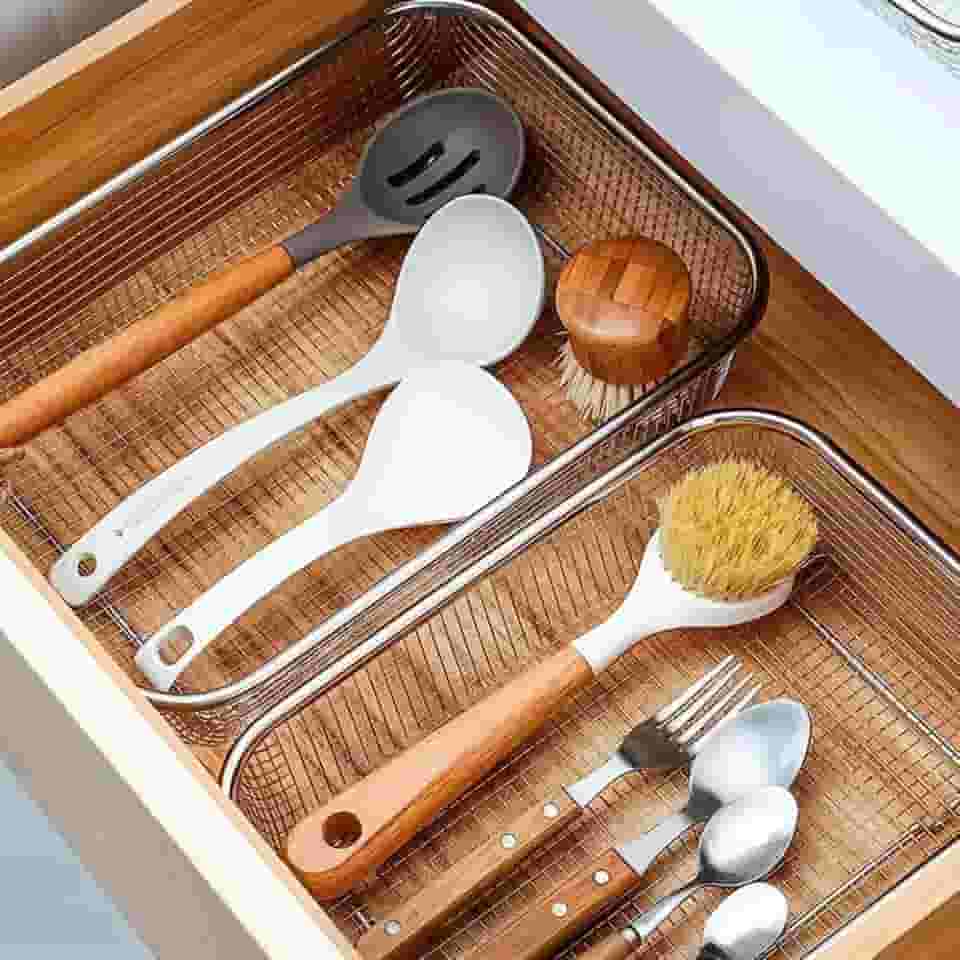 Cesto em Aço Inox Telado 22×30 cm para Lavar, Escorrer e Organizar