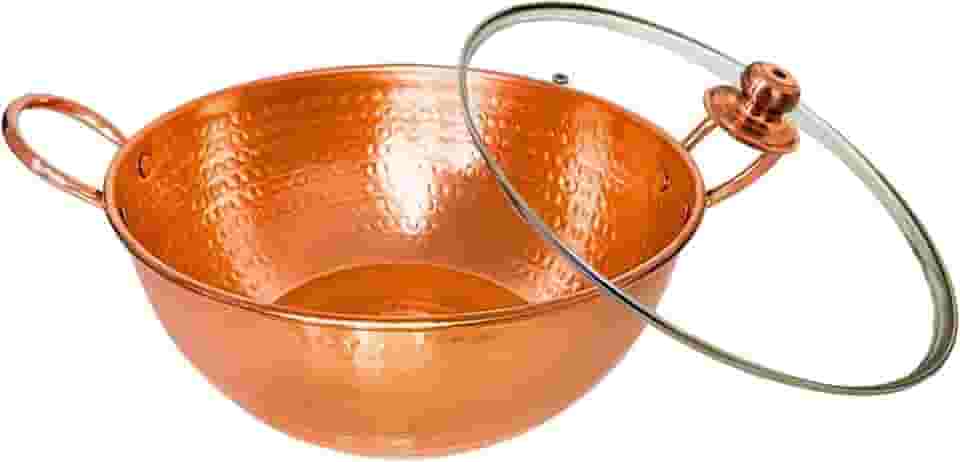 Tacho De Cobre Puro 10 Litros Com Tampa de Vidro Alças Cobre