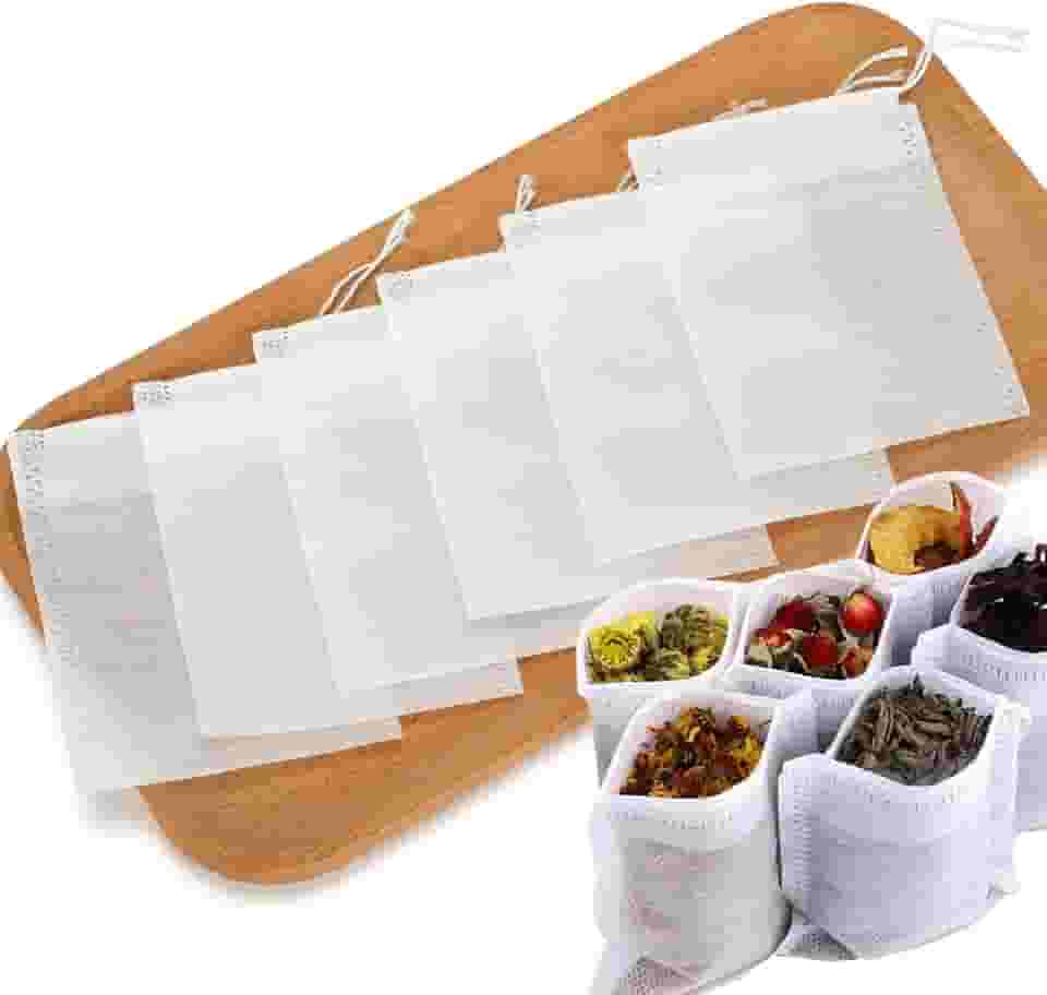 300 saquinhos de chá vazios para chá de folhas soltas, descartáveis, pequenos, materiais naturais seguros, biodegradáveis com cordão, infusor de chá a granel, sachês DIY, para chá solto, café, ervas