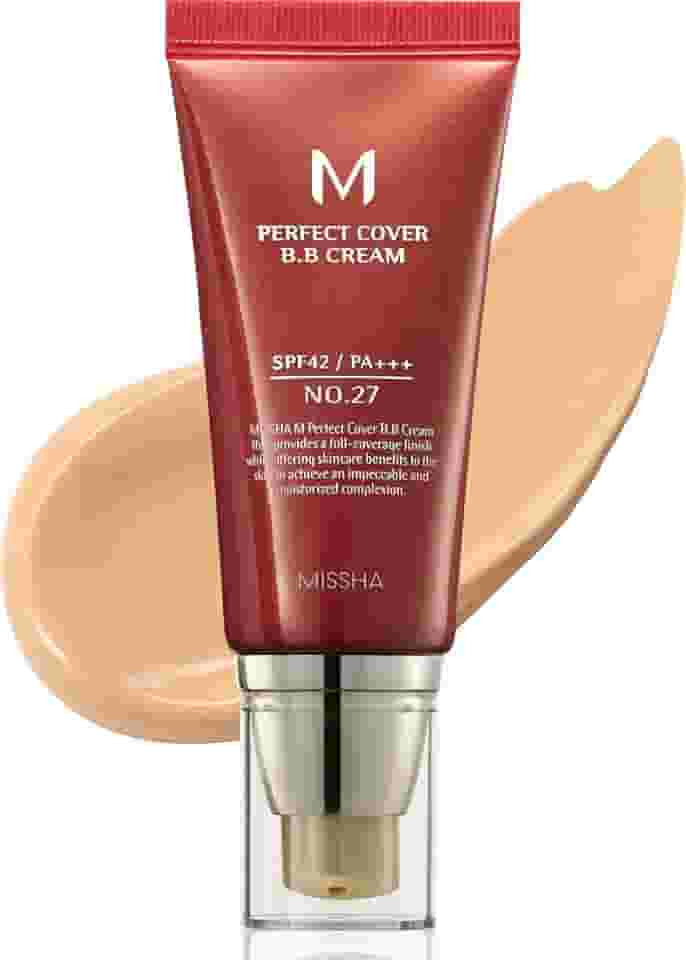MISSHA M Perfect Cover BB Cream #27 FPS 42 PA+++ 50 ml - Maquiagem leve, multifuncional, de alta cobertura para ajudar a infundir a umidade para uma pele mais firme com redução na aparência das linhas finas