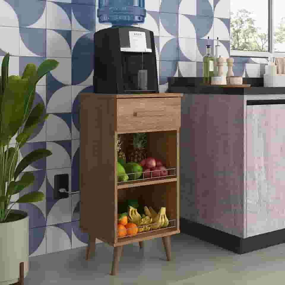 Balcão Fruteira Suporte para Galão Agua Bebedouro Armário Fenix Pé Palito (Canela)