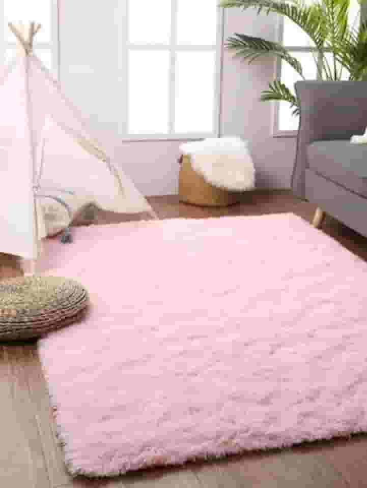 Tapete Sala, Quarto Peludo Felpudo Macio e Luxuoso 1,50m x 1,00m (Rosa)
