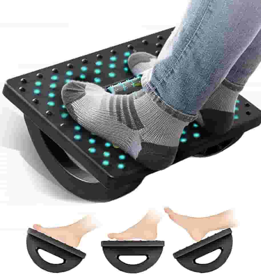 Apoio para Pés, Apoio para pés ergonomico, Apoio de pé, Suporte pé, Rodas de Massagem Giratórias de 180 Graus, Apoio para Pés Embaixo Da Mesa, Preto