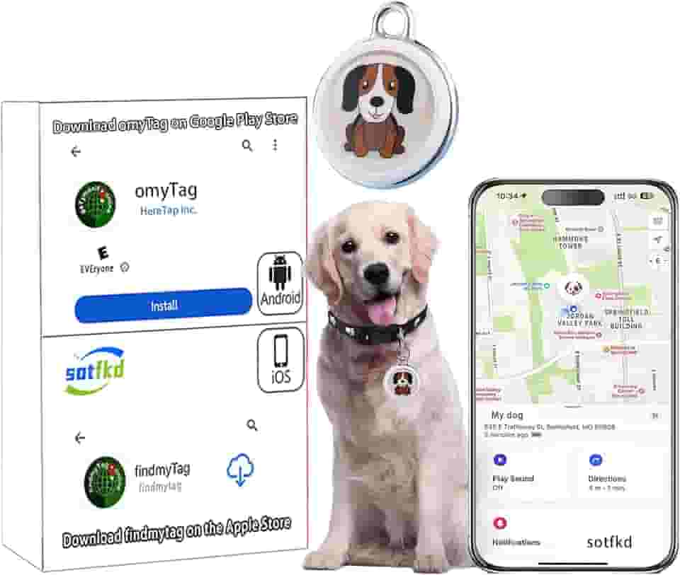 Dog Tracker - Coleira GPS para cães - Rastreador GPS para cães | Android e iOS Universal | Sem taxa mensal | À prova d'água | Funciona com qualquer coleira
