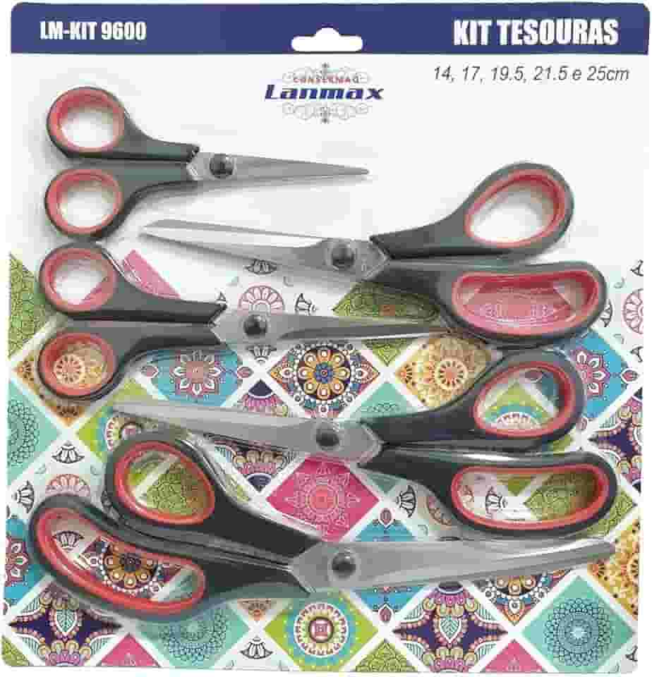 Kit 5 Tesouras Multiuso de Precisão (Cozinha, Costura e Artesanato) - Lanmax