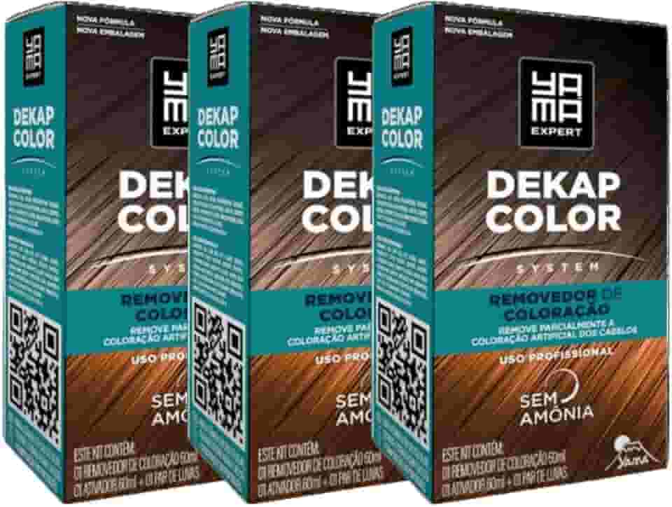 Kit 3 DekapColor Yama Removedor De Coloração Capilar Cabelo Profissional Sem Amonia 120ml