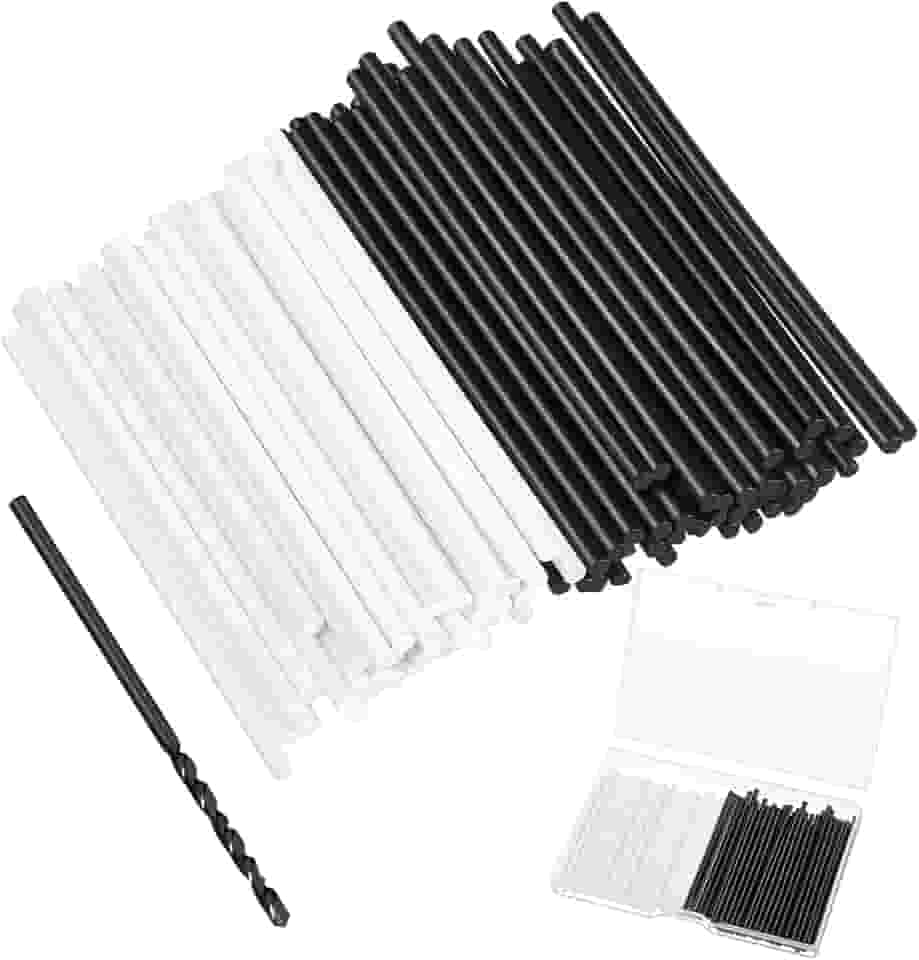 100 peças 50 x 2 mm marcador lateral de escala de guitarra ponto lateral para escala de dedo com ferramentas de broca de 2 mm de diâmetro e uma caixa de instrumentos musicais embutidos, kit de