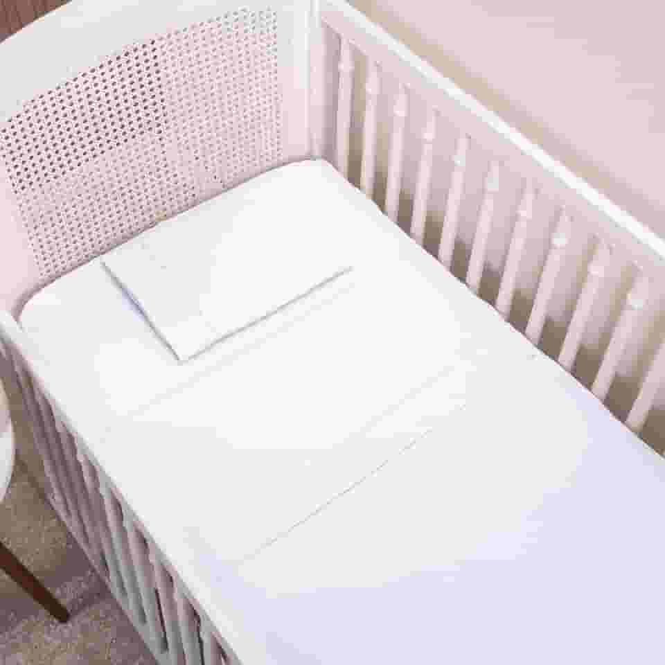 Jogo de Lençol Infantil Para Berço Americano Micropercal 200 Fios 3 Peças (branco)