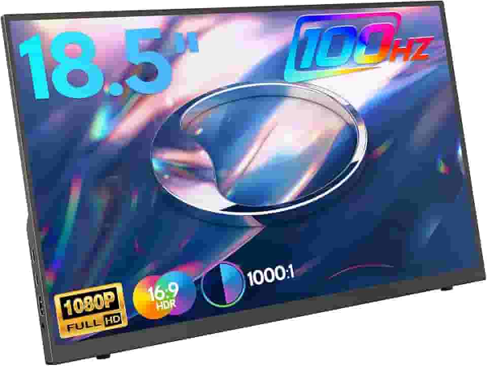 HONGO Monitor Portátil De 18,5" 100Hz 1080P, Suporte Grande, Tela Fhd Ips Hdr Para Jogos, Travel Second Mac, Pc, Xbox, Ps4/5