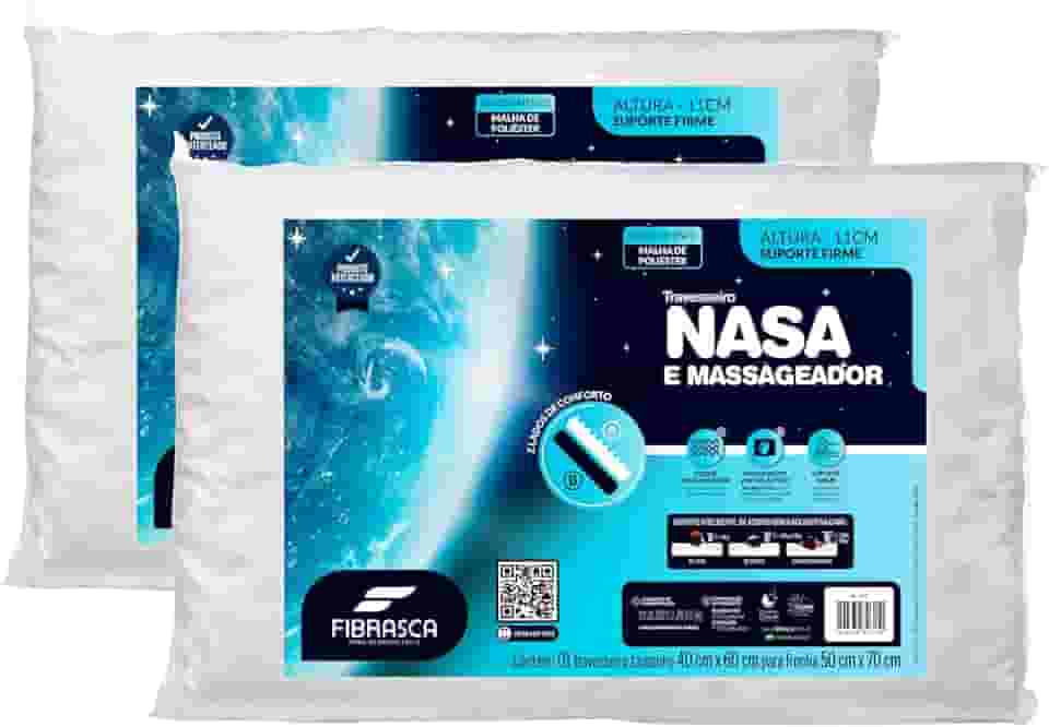 Kit 2 peças Travesseiro Nasa Up 3, para fronhas 50x70 cm, Fibrasca