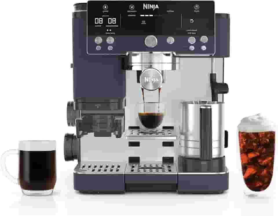 Ninja Luxe Café Premier Series, máquina de expresso, máquina de café a gotejamento e preparação rápida a frio, moinho integrado, manuseio assistido, espumador mãos livres, para cappuccinos e lattes
