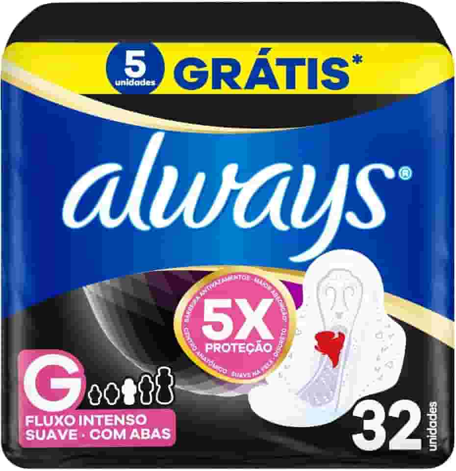 Absorvente Always Noites Tranquilas Suave com Abas - 32 unidades, multi-color