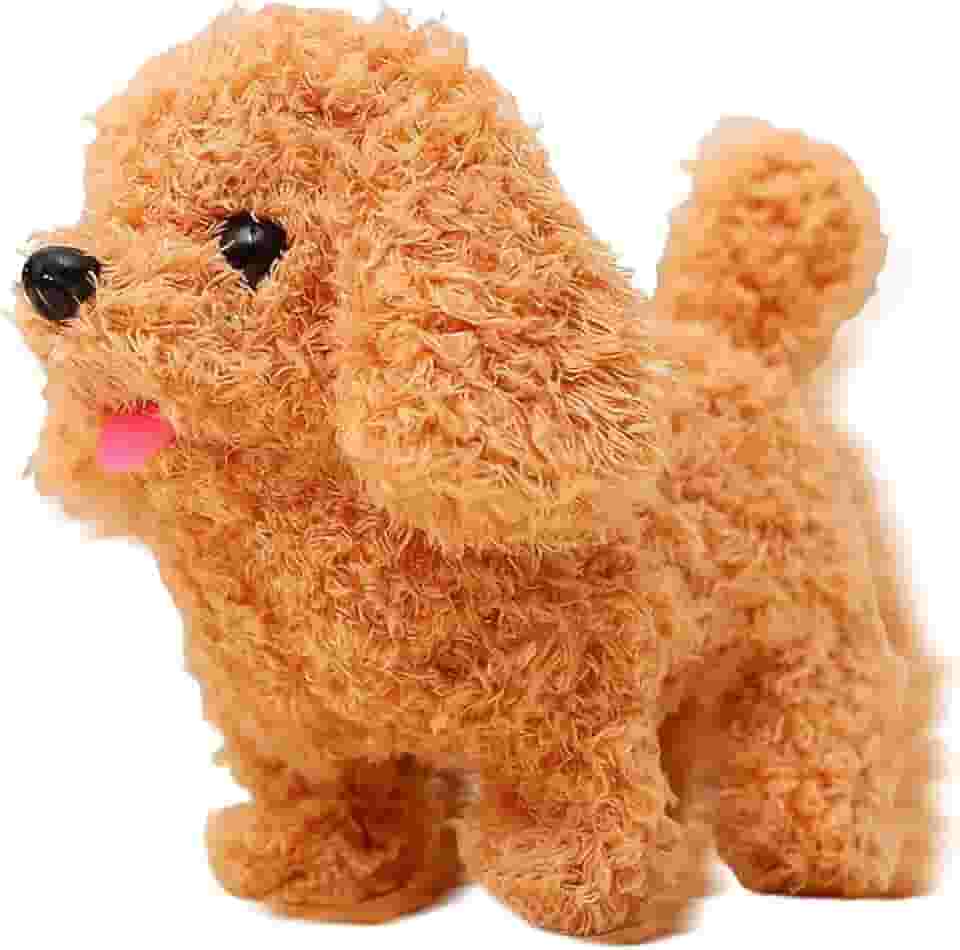 Filhote de cachorro robô realista – simulação eletrônica para cães e latidos – brinquedo de pelúcia eletrônico para filhotes de cachorro – para meninos e meninas, casa, viagem, berçário interno