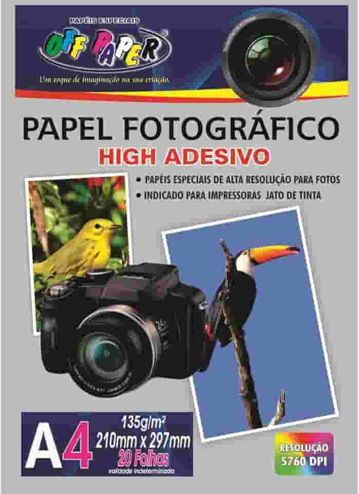 Off Paper 63, Papel Fotográfico, Inkjet, A4, High Adesivo 135 g, Multicor, Pacote de 20