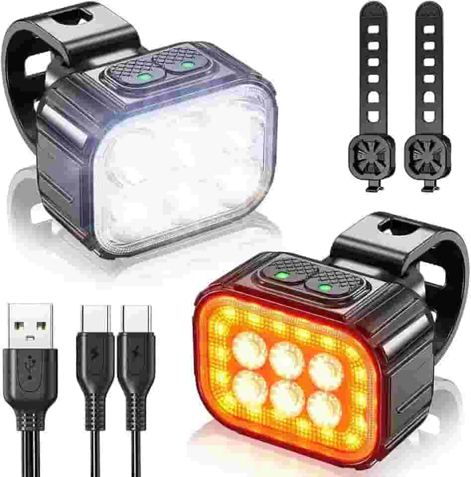 Kit Farol de 6 LEDs e Lanterna Traseira de LED Para Bike Kit Luz de Bike Kit Luzes Bicicleta