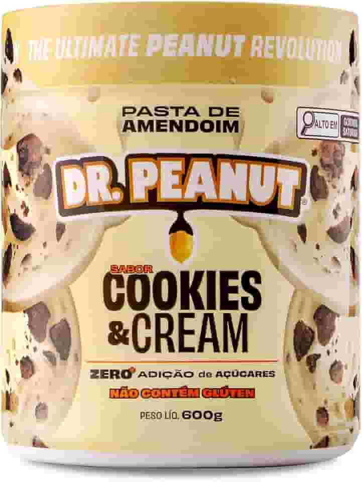 Dr. Peanut Pasta de Amendoim c/Whey Protein - Sabor Cookies & Cream, Pote 600g