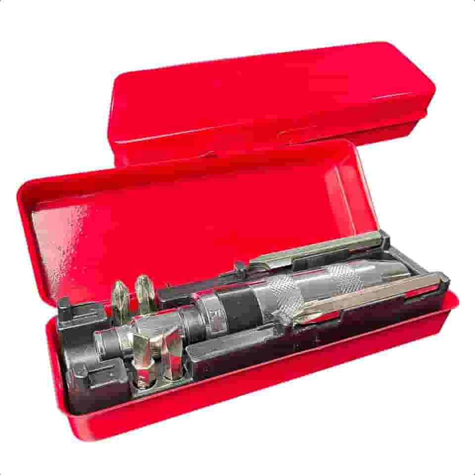 Chave de Impacto Manual 7 Peças Metal Box 1/2 com Bits para Soltar Parafusos Travados Ferramenta Profissional