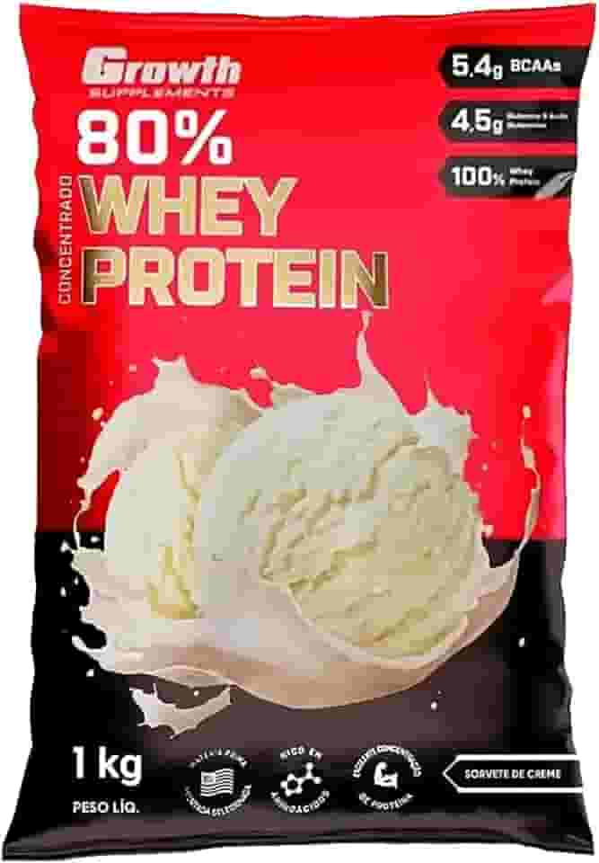 Whey Protein Concentrado 80% Growth Supplements (1KG) - Sorvete de Creme