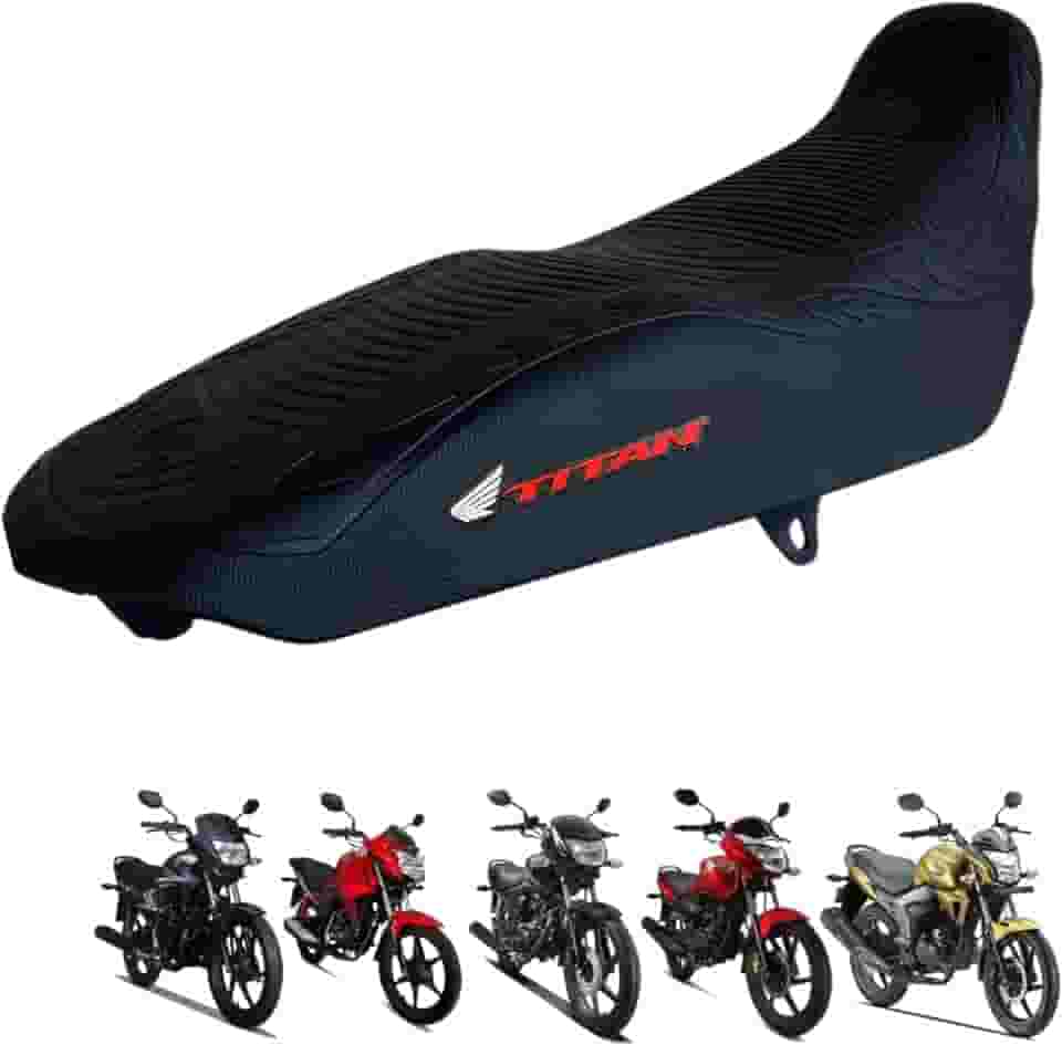 Capa banco de moto emborrachada 3D Preta universal Titan (LOGO VERMELHA ASA BRANCA)