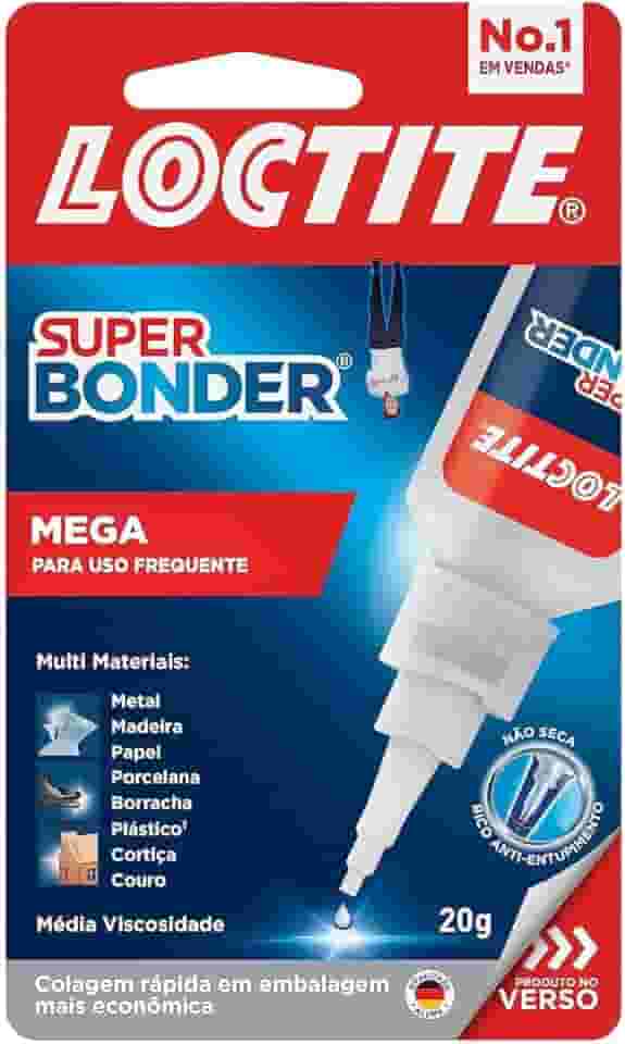 Loctite Super Bonder Mega, Adesivo instantâneo para reparos, Cola transparente para materiais diversos com acabamento profissional, 1x20g