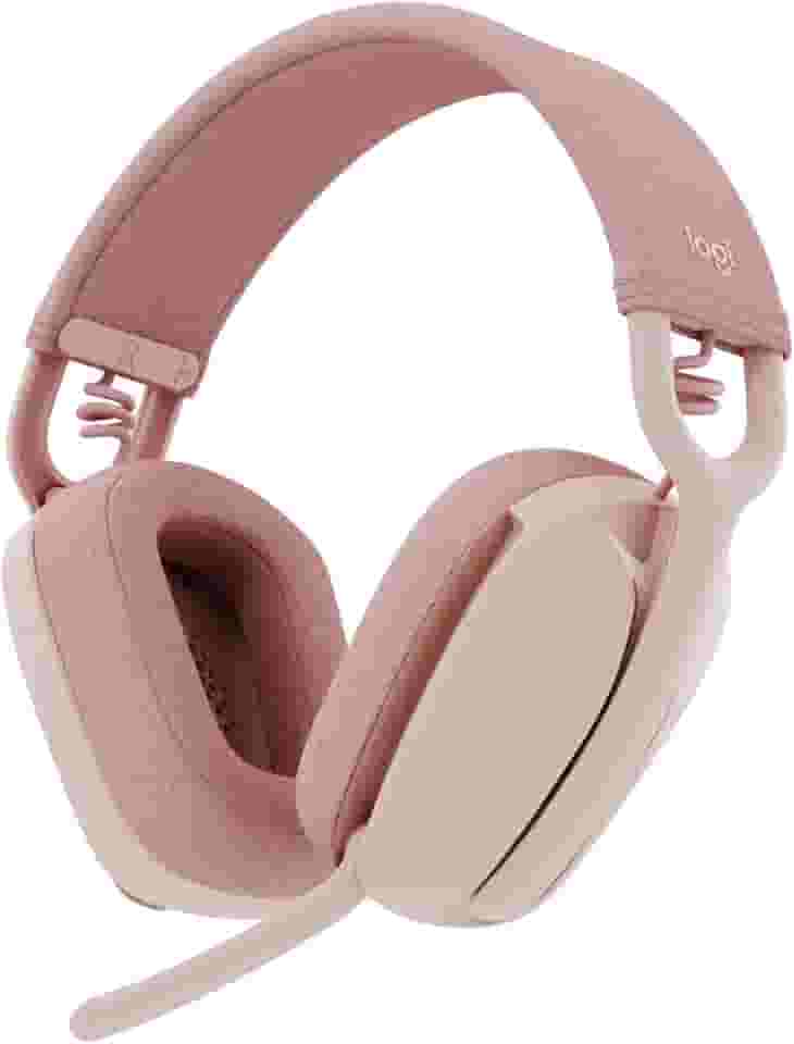 Headset Sem Fio Logitech Zone Vibe 100 Com Microfone Flip- to-Mute Com Cancelamento de Ruído, Conexão Bluetooth, Até 20h de Bateria, Design Leve e Confortável - Rosa
