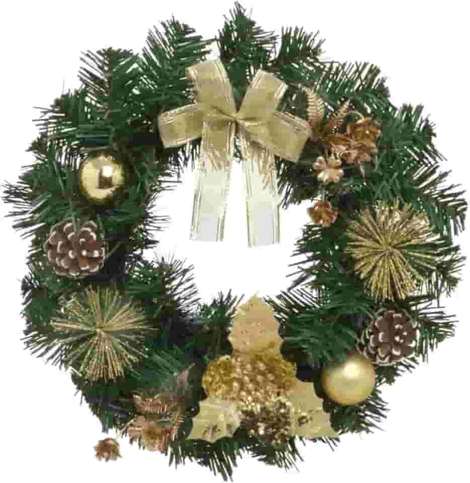 Guirlanda de Natal 30cm Enfeite Natalino Porta Luxo Decoracao Premium (Dourado)