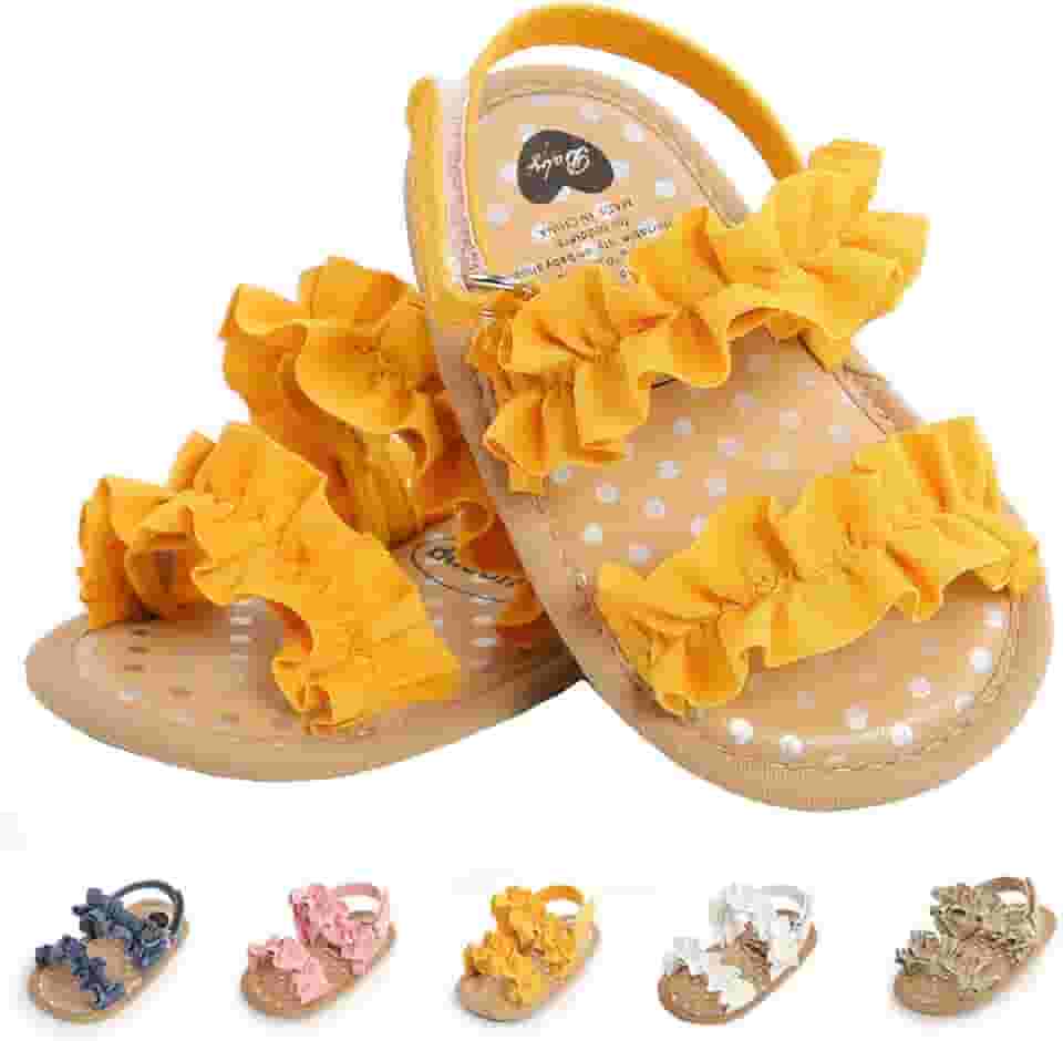 Sandálias para bebês meninos meninas sola macia verão vestido de casamento sapatos rasos sandália praia recém-nascido berço sapatos primeiros andadores, A10/amarelo, 12-18 Meses