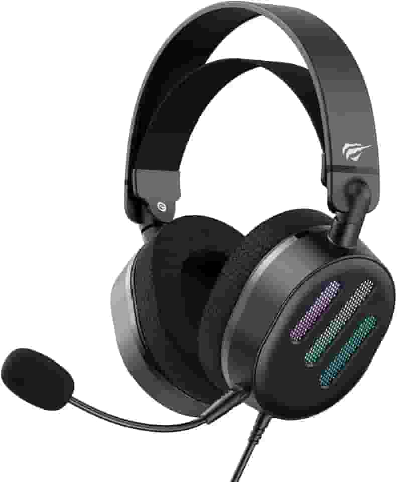 Havit Fone de Ouvido 7.1 USB Gamer H2038U Black, Iluminação RGB, Falante de 50 mm, Microfone Destacável, Design Leve, Headband Regulável