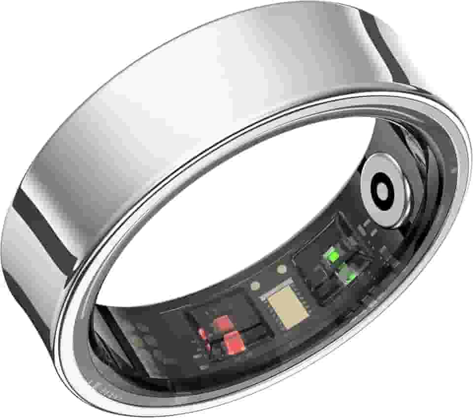 Smart Ring – Monitor de saúde com SPO2/HRV/monitor de sono, 5 ATM à prova d'água e sem assinatura, bateria de 7 dias para homens e mulheres, compatível com iOS Android (10 tamanhos, prata)