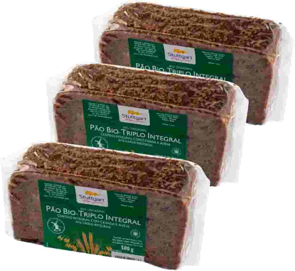 Pão Bio Triplo Stuttgart de centeio, trigo e aveia – 3 unidades 500g cada – Total 1,5 Kg