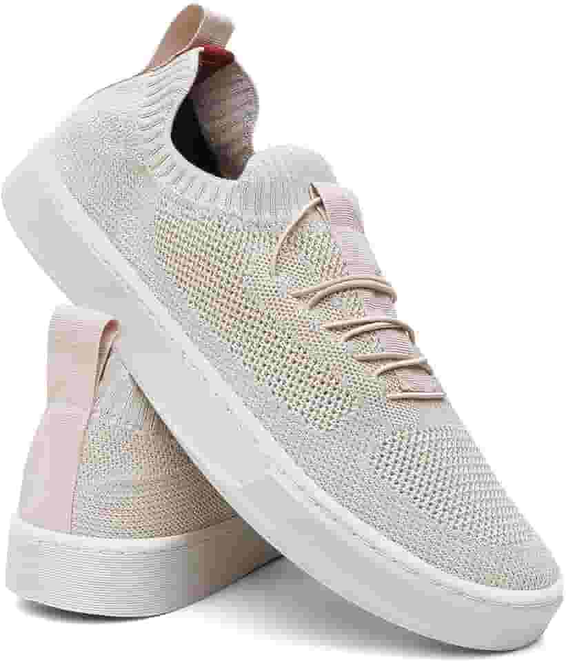 Tênis Masculino Knit Casual Básico Calce Fácil Confortável Slip On