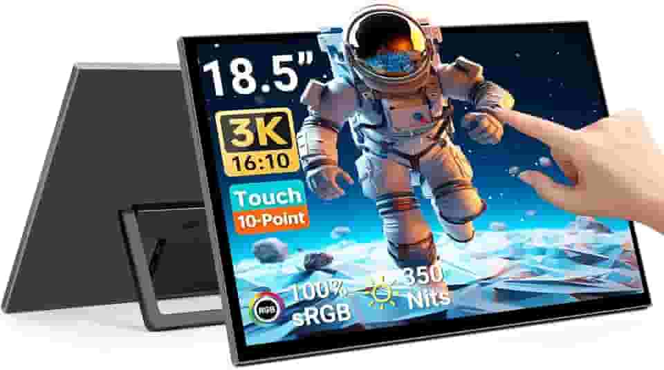 Monitor Portátil 18,5''(Tela Sensível ao Toque), FHD 1080P, Suporta Duas Interfaces USB-C/HDMI, Alto Contraste 1000:1, 1920 * 1080 IPS, 250 cd/m², para Computadores Portáteis