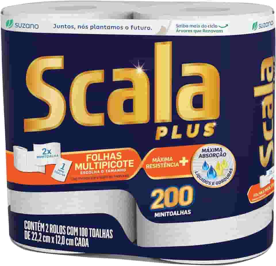 Scala Plus Papel Toalha Multipicote, 200 Toalhas (2 Rolos de 100 Toalhas Cada)