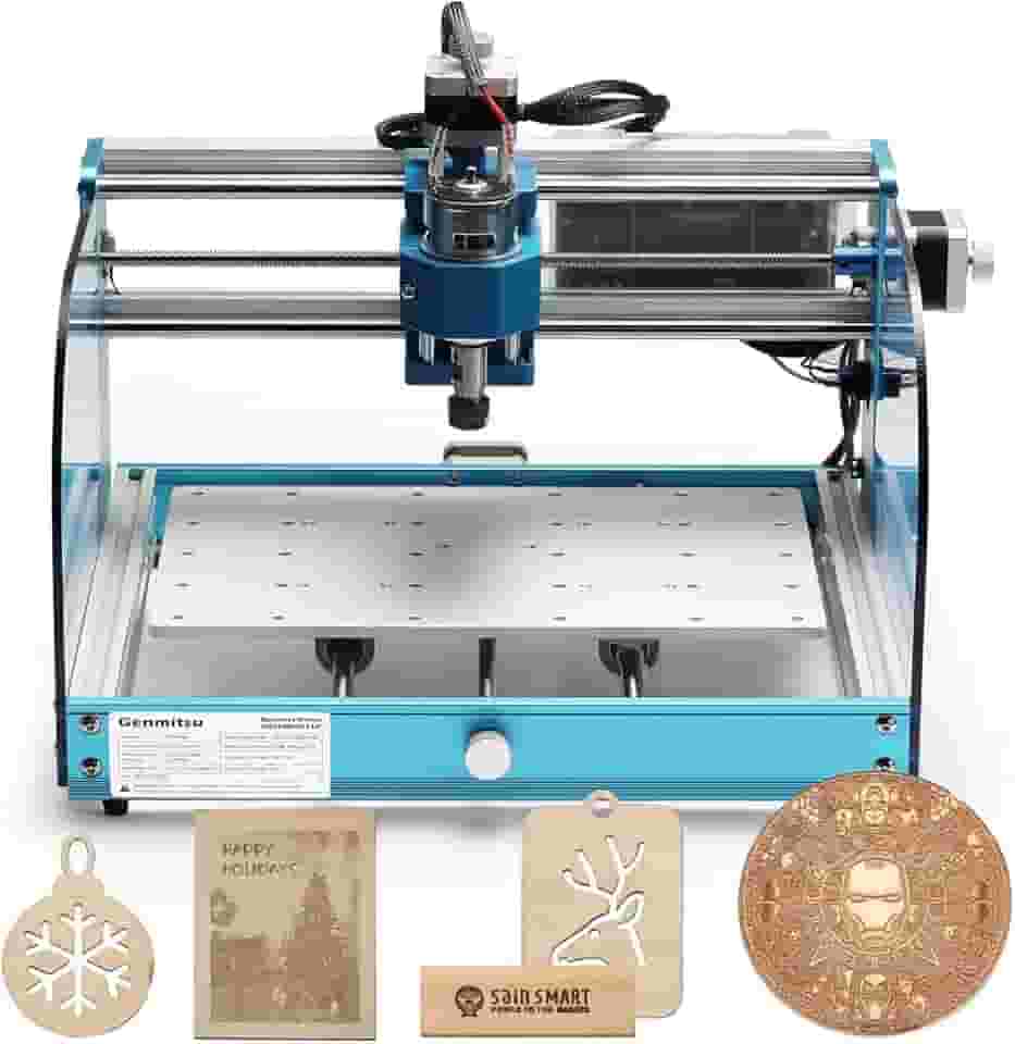 Genmitsu Fresadora CNC 3018-PROVer V2, CNC de mesa para iniciantes com interruptores de limite e parada de emergência, Spoilboard de alumínio do eixo Z atualizado, área de trabalho 284 x 180 x 40 mm
