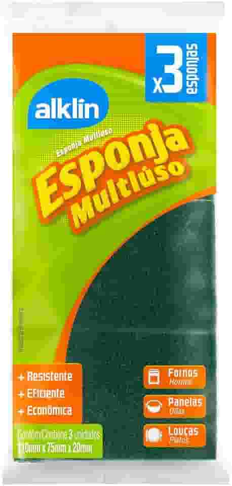 Esponja Multiúso - Abrasivo Dupla face c/ 3 unid., Alklin