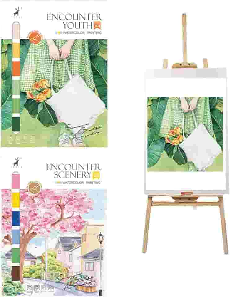 Pacote com 2 Livros de Colorir de Água - Kit de Pintura em Aquarela para Adultos - Tufeifrank