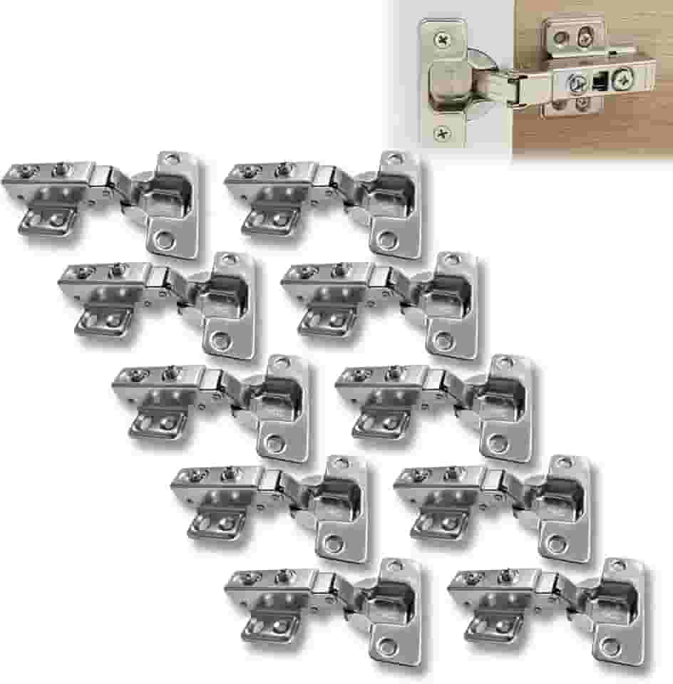 10x Dobradiça Baixa 35mm Reta C/Amortecedor Pistão Porta de Armário Cozinha Guarda Roupa Móveis de Madeira Caneco de 32mm Dobradisa Dobradica 35mm