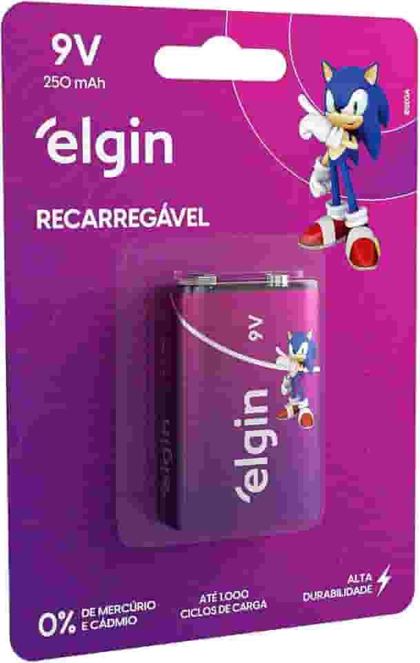 Bateria Recarregável 250mAh Elgin com 1 unidade 9V Pilha
