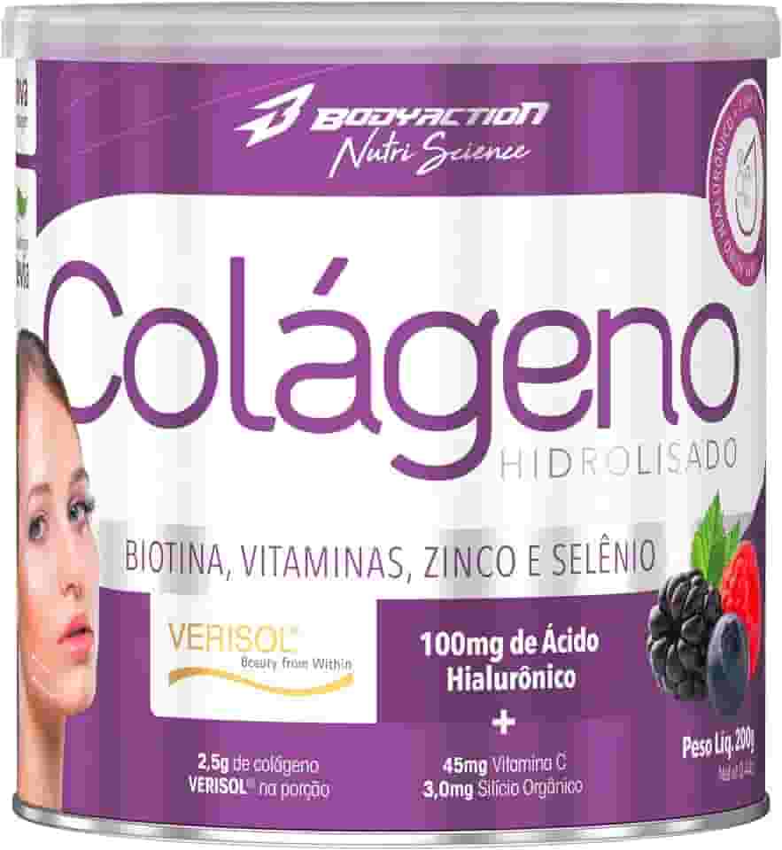 Colágeno Verisol com Ácido Hialurônico 200g Sabor Frutas Vermelhas Bodyaction