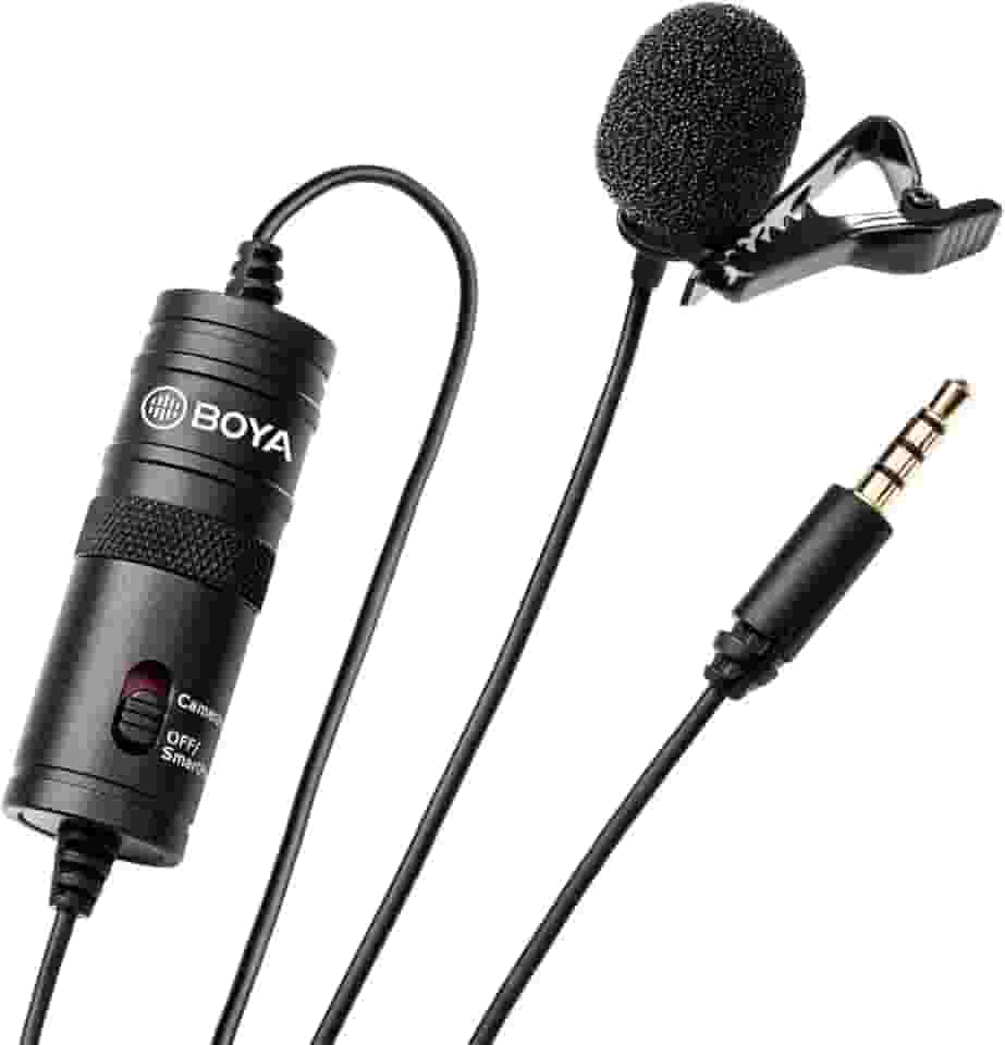 BOYA BY-M1 Microfone Condensador Electret de 3,5 mm com adaptador de 1/4" para Smartphones iPhone DSLR Câmeras PC
