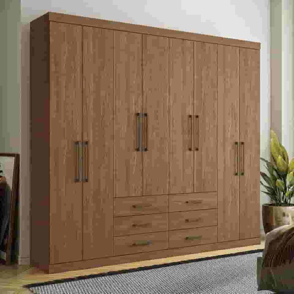 Guarda Roupa Casal 8 Portas 6 Gavetas Master Santos Andirá Jatoba