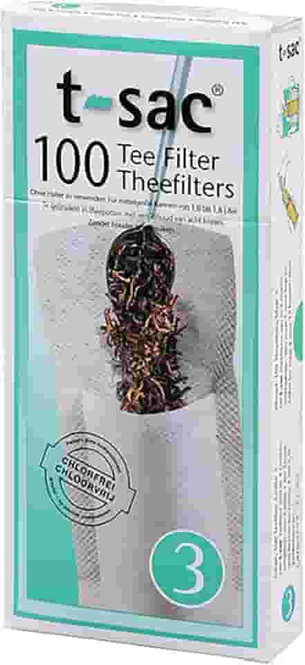 T-Sac Sacos de filtro de chá, infusor de chá descartável, tamanho número 3, capacidade de 3 a 8 xícaras, conjunto de 100