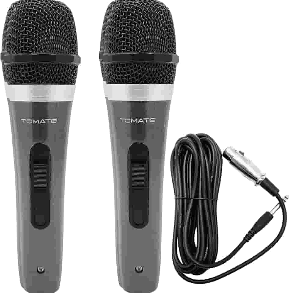 Kit 2 Microfones Profissionais com Fio Preto Conector Padrão XLR - Transmissões ao Vivo Karaokê Podcasts