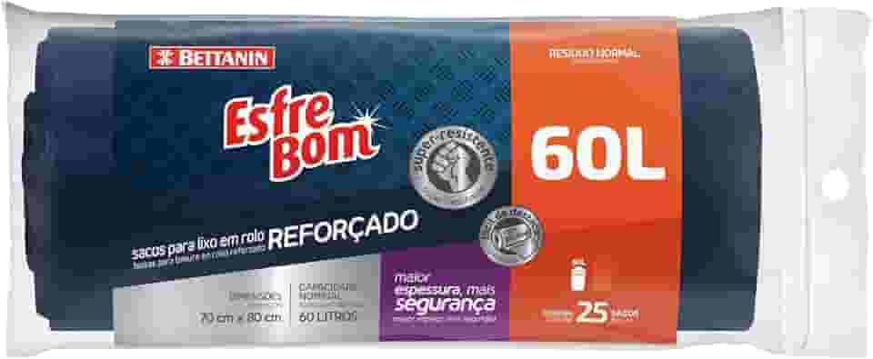 EsfreBom - Saco para Lixo Reforçado, Rolo com 25 Sacos de 60 Litros, Azul Escuro, Bettanin