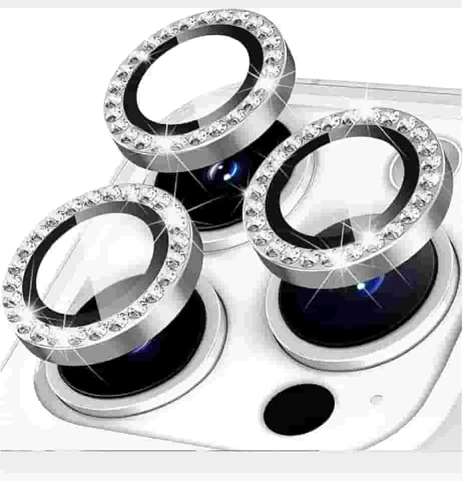 Kit Película Lente Câmera Brilho Compatível Com iphone 11 12 13 14 15 16 Pro Max Prateado iphone 16 plus