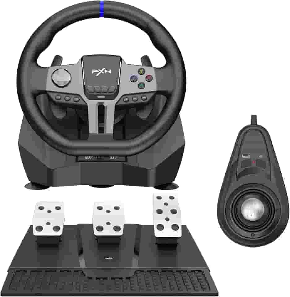 PXN V9 Gen2 Gaming Racing Wheel With magnetic Pedals and Shifter 270/900° Dual-Vibration Driver free, sim car Driving pc Steering Wheel for PC,PS4,PS3,Xbox one, Xbox Series X/S switch