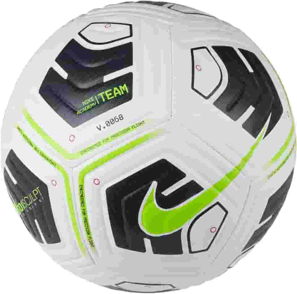 Nike Unissex's NK Academy - Bola de futebol recreativa de equipe, branco/preto/(volt), 5