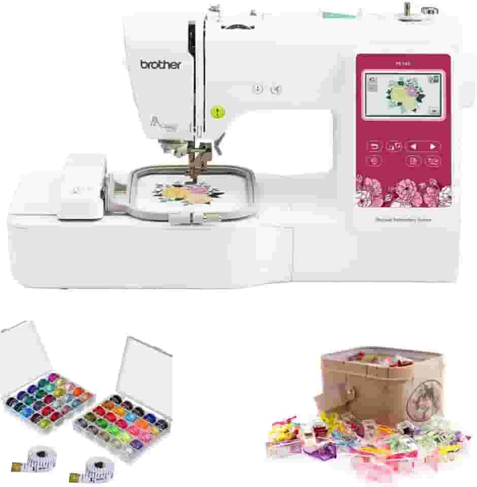 Brother Máquina de bordar computadorizada Elite PE545 com tela LCD sensível ao toque de 9,5 cm com pacote de costura (3 itens)