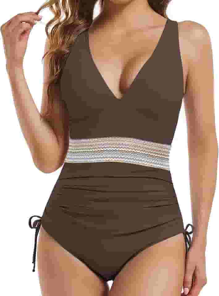 Maiô feminino com controle de barriga e cordão com cordão e gola V